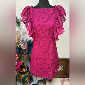 Kate Spade Beetjuice Magenta Pink Spade Lace Mini Dress (12)‼️NWOT‼️